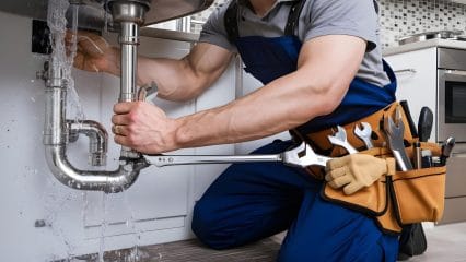 Technician using electronic equipment to detect a plumbing leak in Soledad